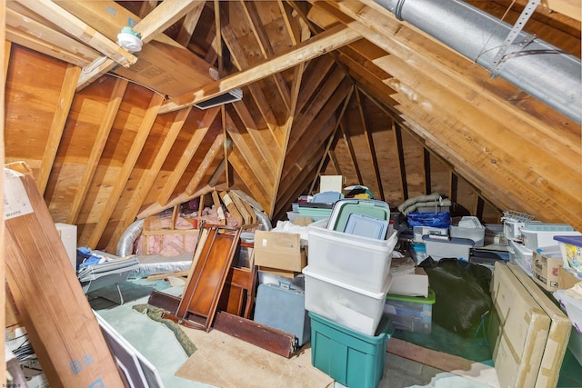 view of unfinished attic