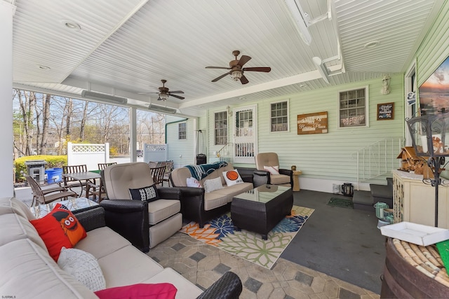 view of patio / terrace with a ceiling fan and an outdoor hangout area