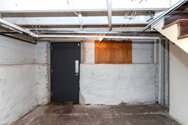 view of unfinished basement