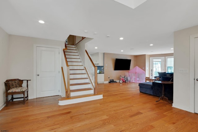 209 Belhaven Ave, Linwood, NJ 08221 - stairway featuring wood finished floors and recessed lighting
