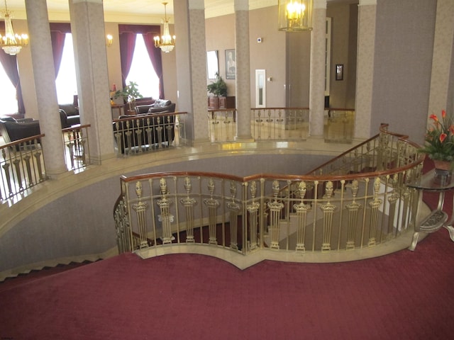 building lobby featuring stairs
