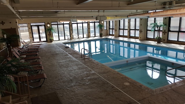 pool featuring french doors