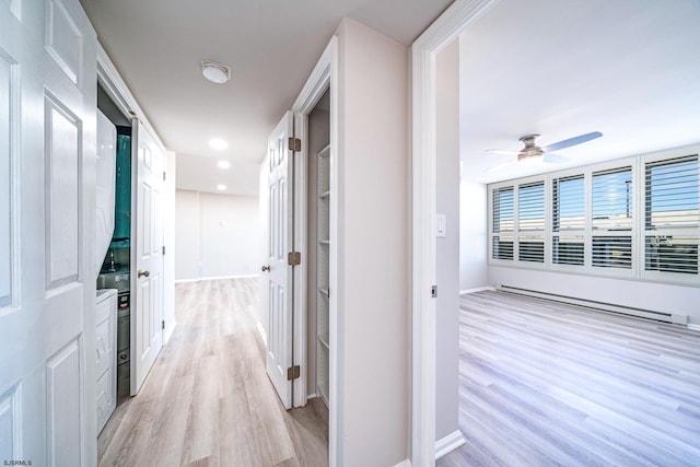 500 Bay Ave Unit 207North, Ocean City, NJ 08226 - corridor featuring light wood-type flooring, baseboard heating, baseboards, and recessed lighting
