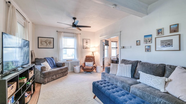 15 Elm Ave, Linwood, NJ 08221 - living area featuring ceiling fan, wood finished floors, and beam ceiling