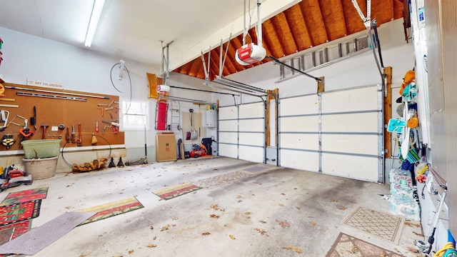 garage with a garage door opener