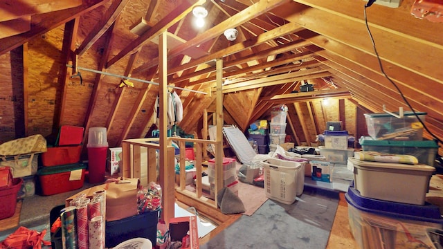 view of unfinished attic