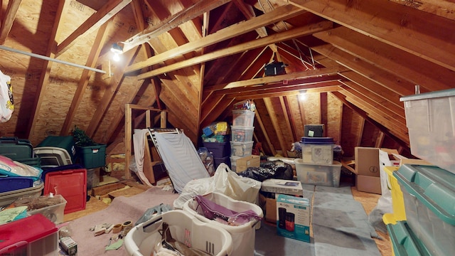 view of unfinished attic