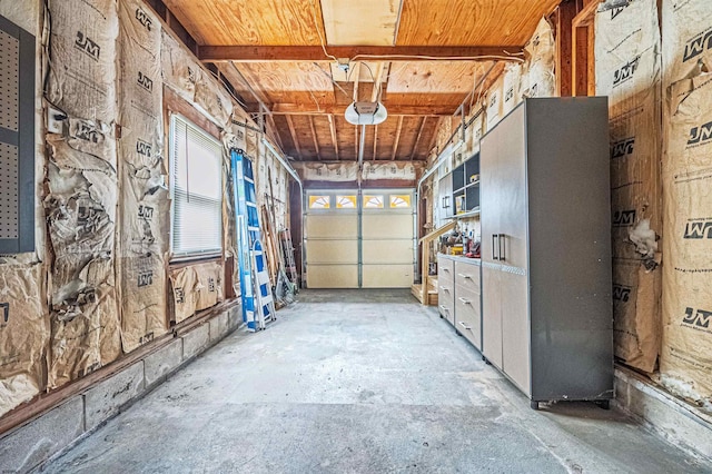 garage with a garage door opener