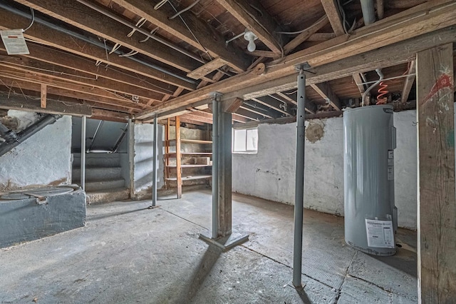 below grade area with water heater