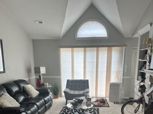 550 Central Ave Unit C4, Linwood, NJ 08221 - living area with carpet floors and high vaulted ceiling