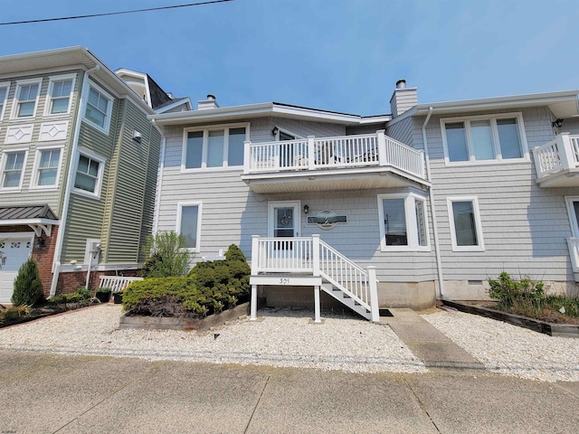 305 57th St Unit 305, Ocean City, NJ 08226 - exterior space featuring a chimney, a balcony, and crawl space