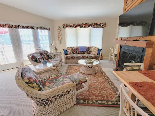 305 57th St Unit 305, Ocean City, NJ 08226 - living area featuring a large fireplace and carpet floors