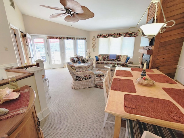 305 57th St Unit 305, Ocean City, NJ 08226 - dining space with a wealth of natural light, visible vents, a ceiling fan, and light carpet