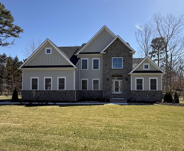 1535 Bear Branch Ct, Vineland, NJ 08362 - craftsman house featuring a front yard, stone siding, and board and batten siding