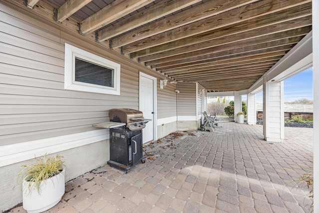 view of patio with area for grilling