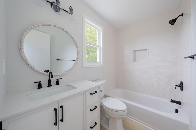 full bathroom with vanity, toilet, and shower / bathtub combination