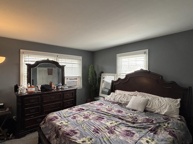 carpeted bedroom featuring cooling unit