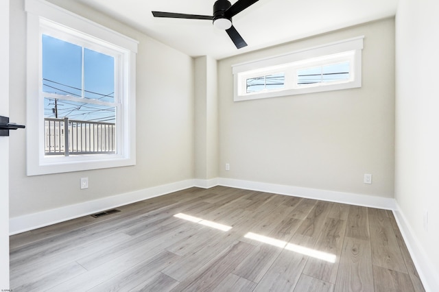 5513 W Ave Fl 1St, Ocean City, NJ 08226 - empty room with a ceiling fan, baseboards, visible vents, and wood finished floors