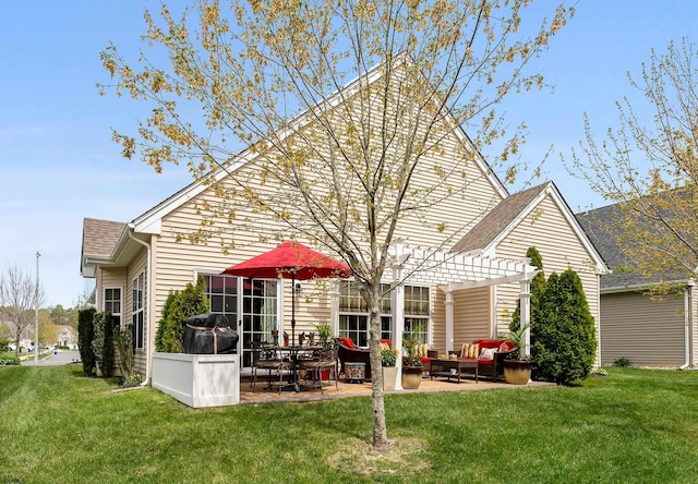 220 Ivy Rd, Egg Harbor Township, NJ 08234 - rear view of house featuring an outdoor living space, a lawn, a pergola, and a patio