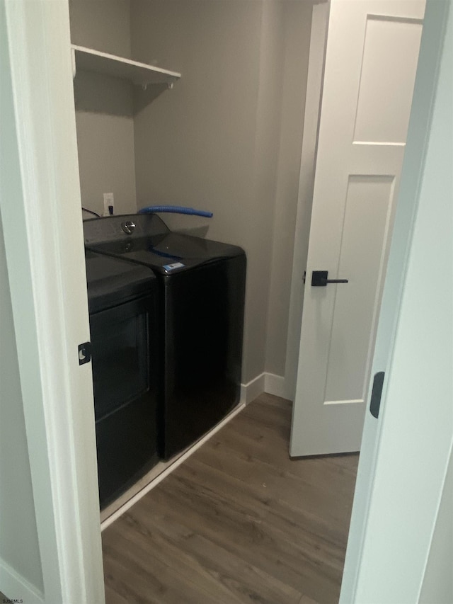 1243 Bay Ave, Ocean City, NJ 08226 - washroom with laundry area, washer and dryer, and dark wood-style floors