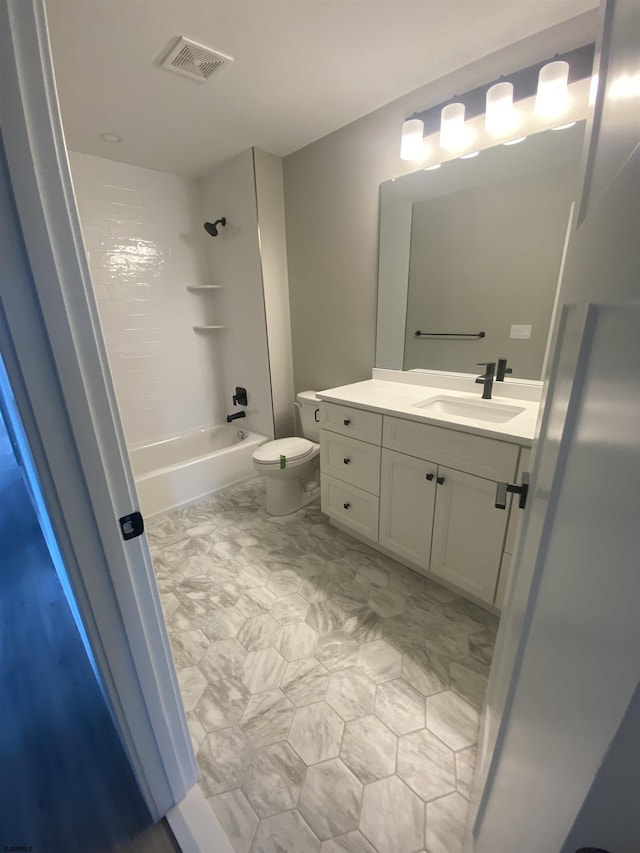 1243 Bay Ave, Ocean City, NJ 08226 - bathroom featuring vanity, washtub / shower combination, toilet, and visible vents