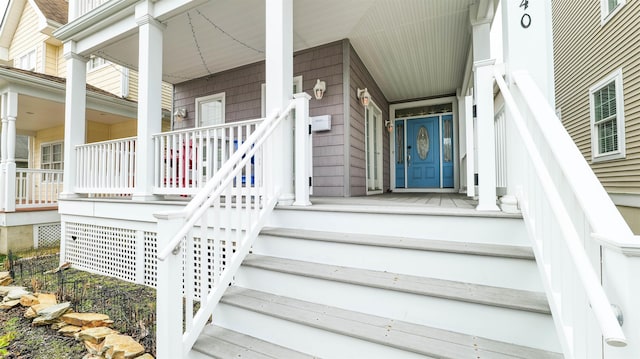 entrance to property with a porch