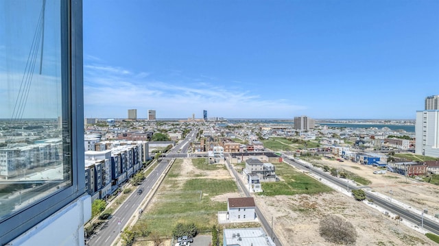 bird's eye view with a city view