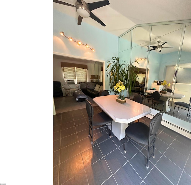 306 W Revere Ave, Northfield, NJ 08225 - dining area with ceiling fan and dark tile patterned floors
