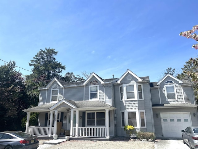 view of front of property featuring covered porch and an attached garage