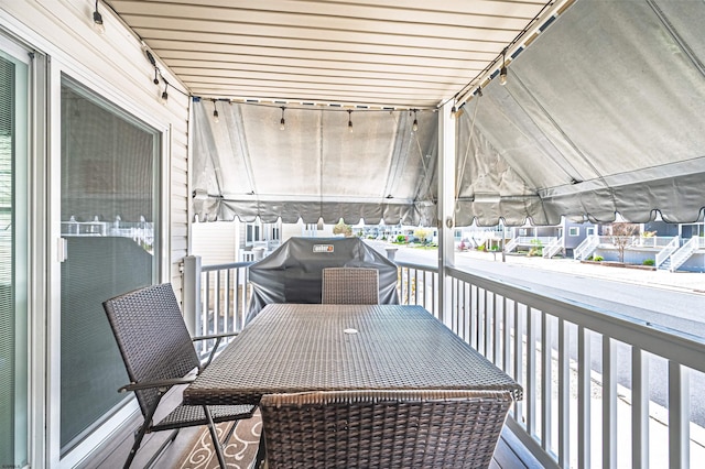 balcony featuring area for grilling