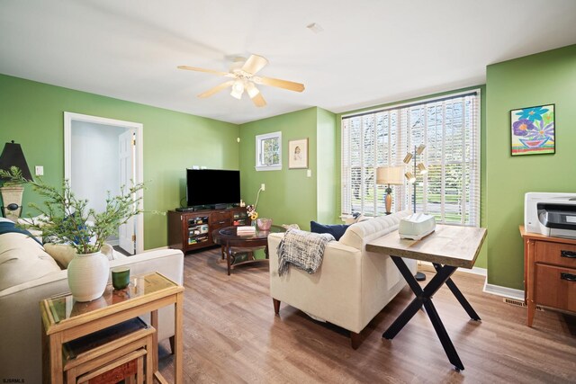 104 Van Sant Ave, Linwood, NJ 08221 - living room with a ceiling fan and light wood-style flooring