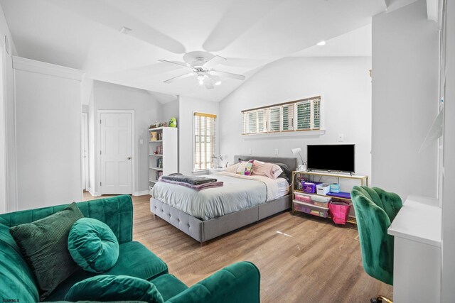 104 Van Sant Ave, Linwood, NJ 08221 - bedroom with ceiling fan, vaulted ceiling, and wood finished floors