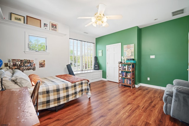 104 Van Sant Ave, Linwood, NJ 08221 - bedroom with baseboards, a ceiling fan, wood finished floors, and visible vents