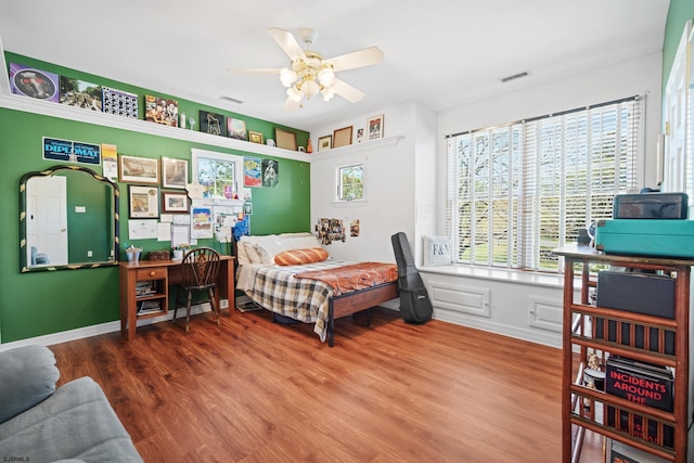 104 Van Sant Ave, Linwood, NJ 08221 - bedroom with ceiling fan, visible vents, and wood finished floors