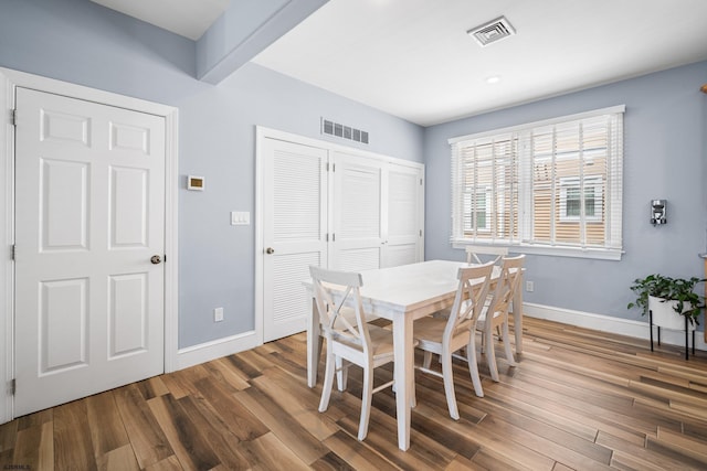 111 N Madison Ave Unit 2, Margate, NJ 08402 - dining room with baseboards, wood finished floors, and visible vents