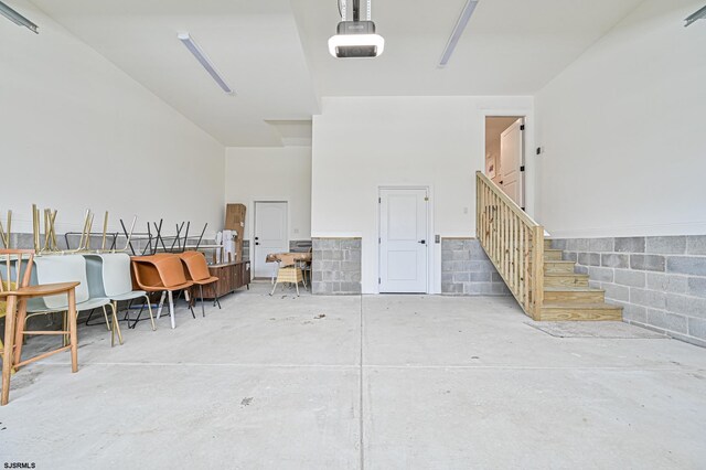 garage with a garage door opener