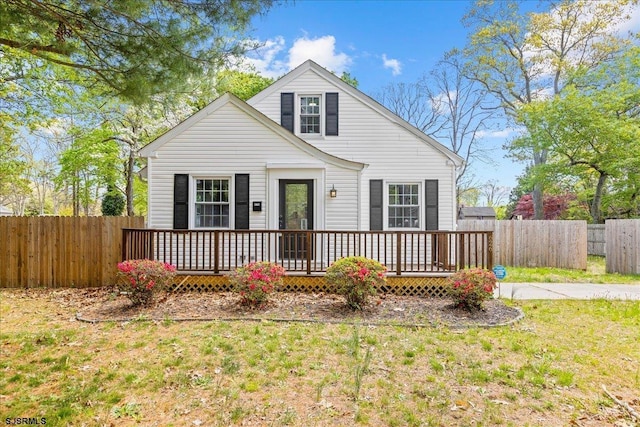 626 1st St, Northfield, NJ 08225 - bungalow-style home featuring a wooden deck, a fenced backyard, and a front yard