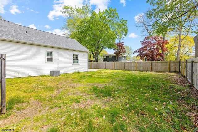 626 1st St, Northfield, NJ 08225 - view of yard with a fenced backyard and central AC