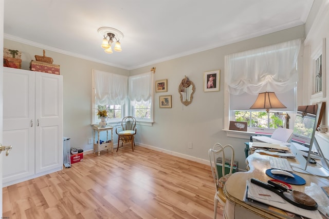 711 Falcon Crest Pl, Smithville, NJ 08205 - office featuring light wood-style floors, baseboards, and ornamental molding
