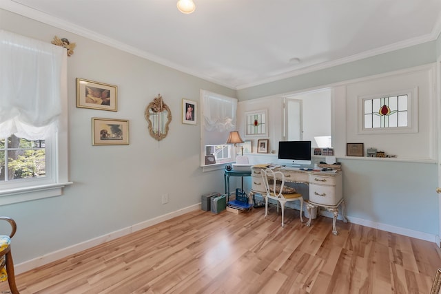 711 Falcon Crest Pl, Smithville, NJ 08205 - office featuring wood finished floors, crown molding, and baseboards