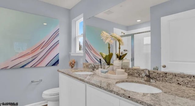 122 Hilton Ct, Egg Harbor Township, NJ 08234 - full bathroom with a stall shower, double vanity, and toilet