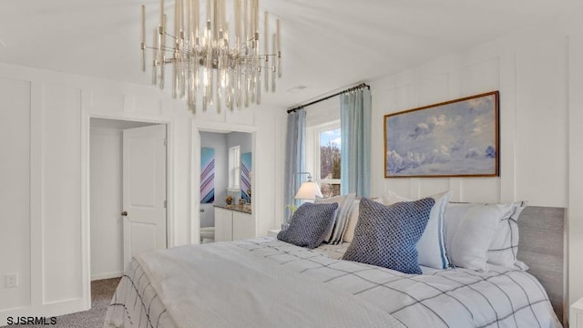 122 Hilton Ct, Egg Harbor Township, NJ 08234 - bedroom featuring a chandelier and carpet