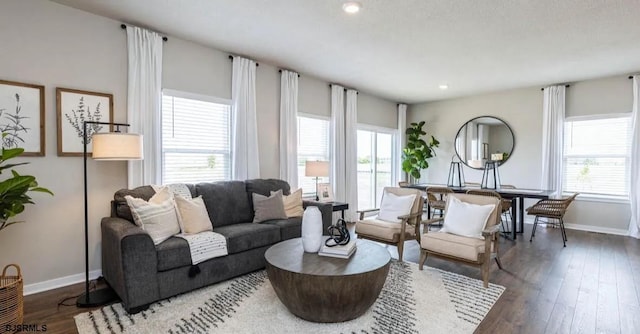 122 Hilton Ct, Egg Harbor Township, NJ 08234 - living area with plenty of natural light, dark wood-type flooring, baseboards, and recessed lighting