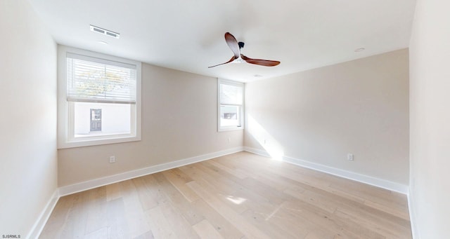 933 Oak Grv, Linwood, NJ 08221 - empty room featuring visible vents, a ceiling fan, light wood finished floors, and baseboards