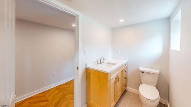 933 Oak Grv, Linwood, NJ 08221 - half bathroom with toilet, baseboards, recessed lighting, and vanity