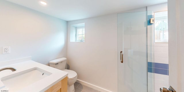 933 Oak Grv, Linwood, NJ 08221 - bathroom featuring tile patterned flooring, vanity, toilet, and a shower stall