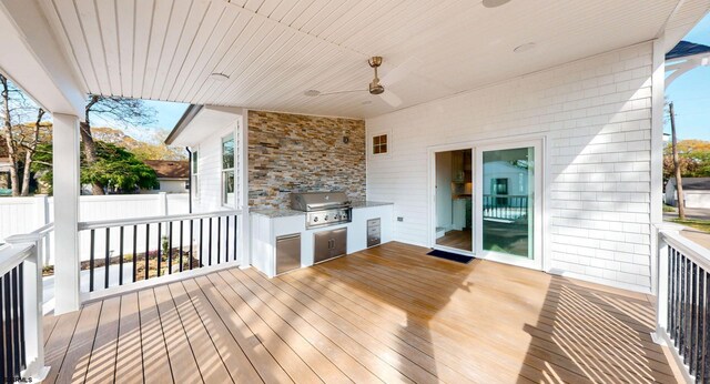 933 Oak Grv, Linwood, NJ 08221 - wooden deck featuring area for grilling, fence, and a ceiling fan