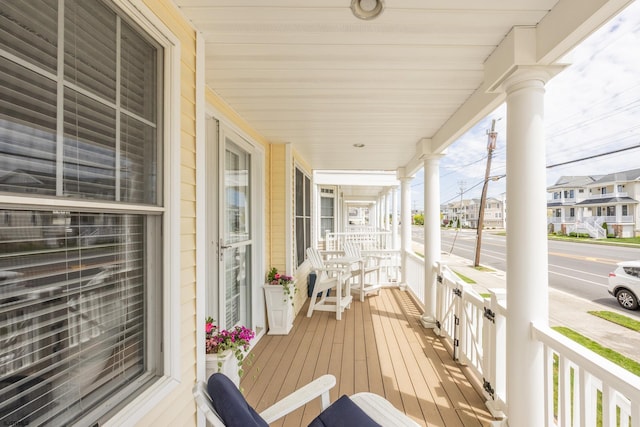 deck featuring covered porch