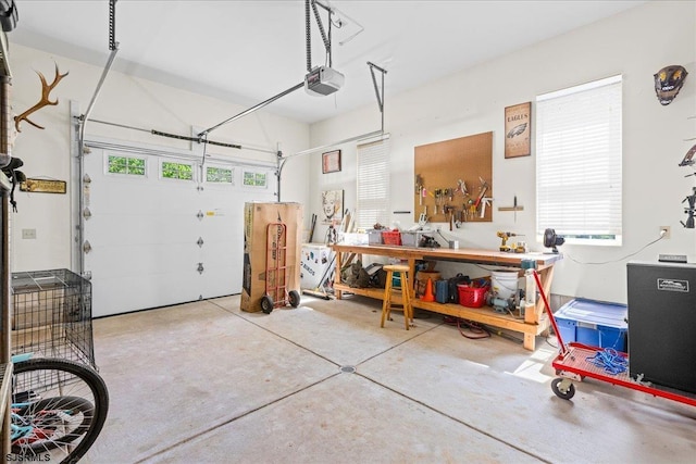 5905 Hickory St, Mays Landing, NJ 08330 - garage with a garage door opener and a workshop area