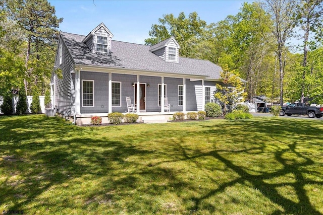 5905 Hickory St, Mays Landing, NJ 08330 - cape cod-style house featuring a front lawn, a porch, and roof with shingles